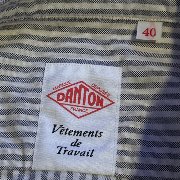 Danton Vetements De Travail Band Collar Shirt Striped - Picture 2 of 6